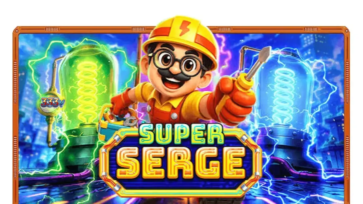 Tampilan visual futuristik dan neon dari slot Super Serge oleh Pragmatic Play